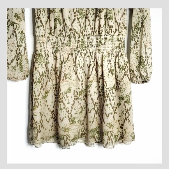 Ramy Brook Anika Dress Snake Print Long Sheer Sleeve Shirred Drop Waist Size M - Picture 7 of 15